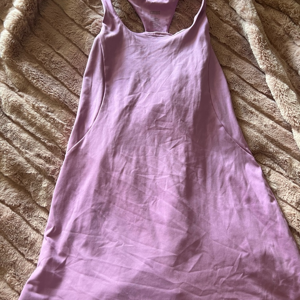 Girlfriend Collective Purple Mini Dress with Spaghetti Straps